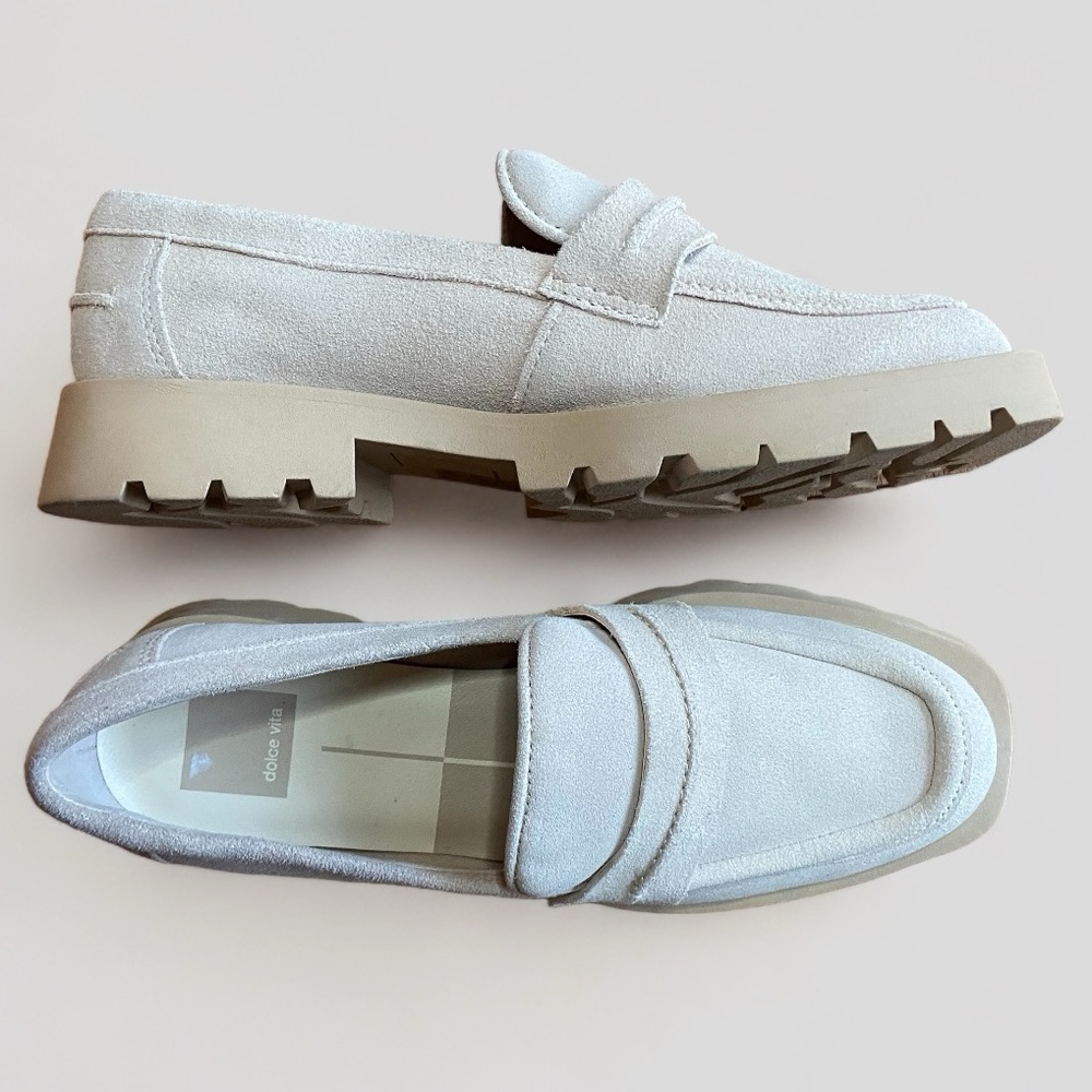 Dolce Vita suede slip on lug sole loafers, ELIAS, NWOB, size 6.5